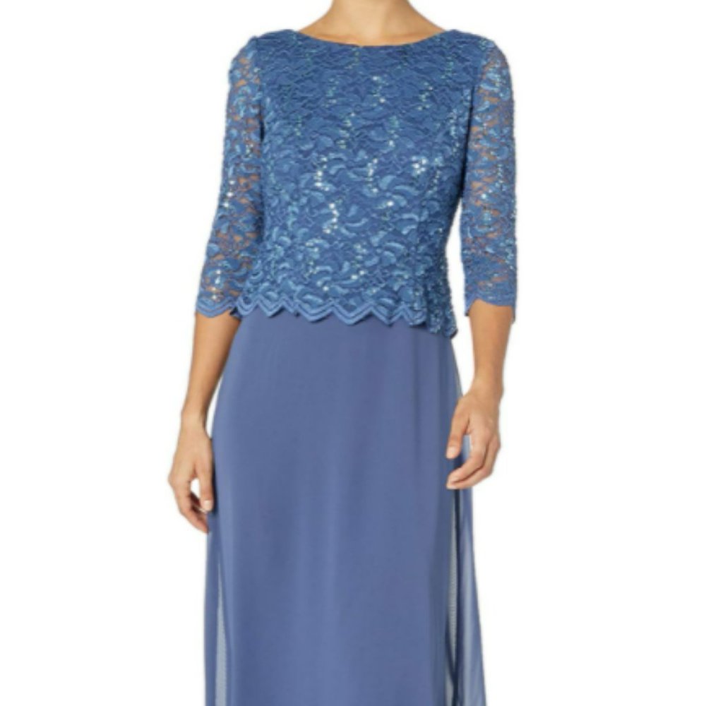 Alex Evenings Womens Long Mock Dress with Full Skirt